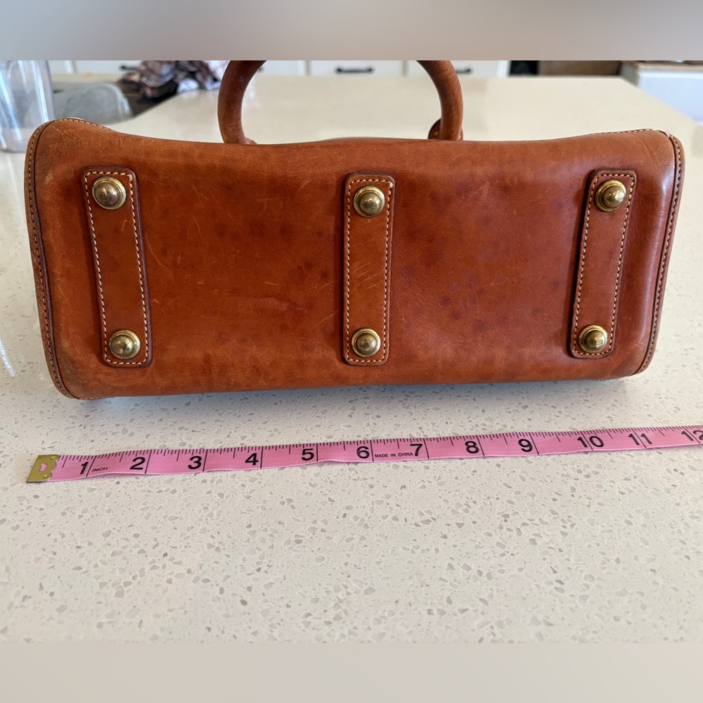 Dooney & Bourke Cream Pebbled Leather Satchel with Brown Trim - Picture 12 of 12